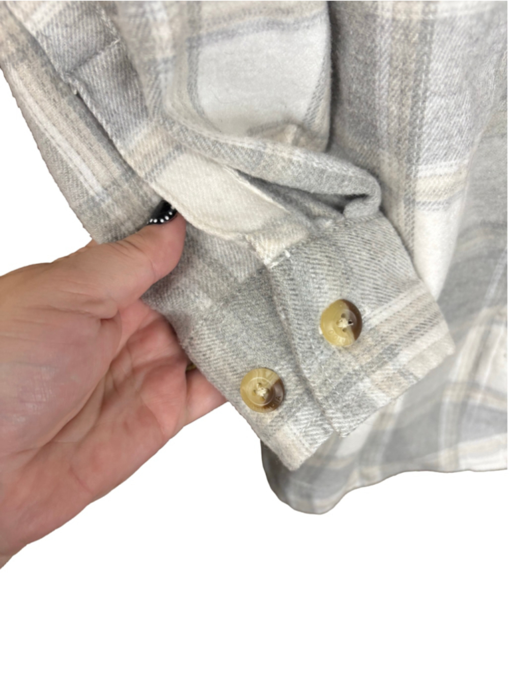 Women's Columbia Plaid Button Down Shirt Medium Grey White - Picture 3 of 8
